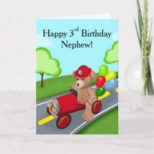 Neffe Glücklicher 3. Geburtstag Teddybär Feuerwehr Karte