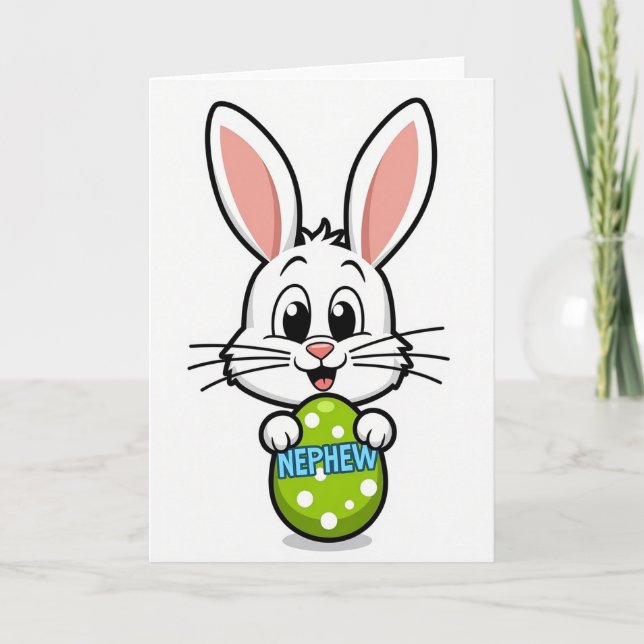Neffe Happy Bunny Ei Karte (Vorderseite)
