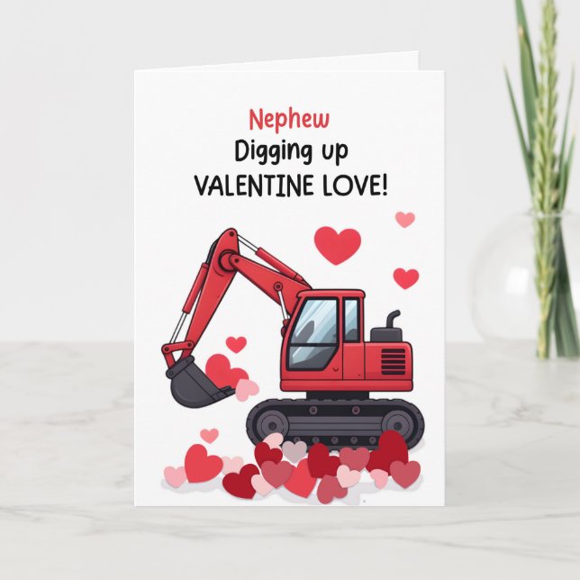 Neffe Valentinskonstruktionstrucker Herzen Karte (Vorderseite)