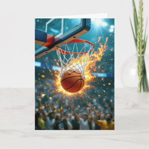 Neffen-Geburtstag Flammender Basketball im Netz Karte