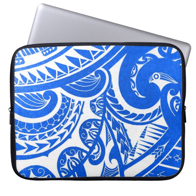 negativ/wandelte Stammes- Tätowierungsentwurf auf Laptopschutzhülle (Vorderseite)