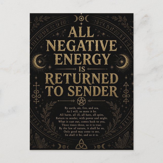 Negative Energie wird an den Absender zurückgegebe Postkarte (Vorderseite)