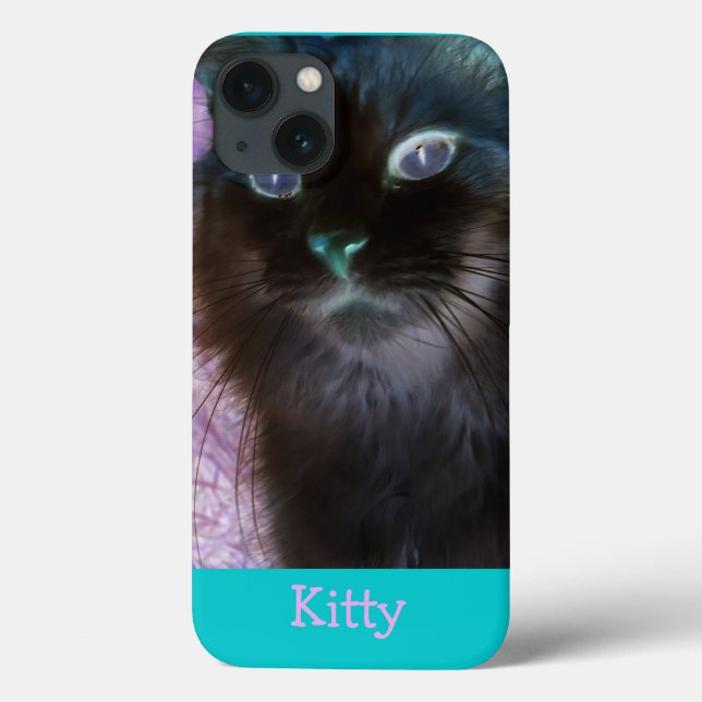 Negative Kitty im Aquamarinen und rosa iPad Fall Case-Mate iPhone Hülle (Rückseite)
