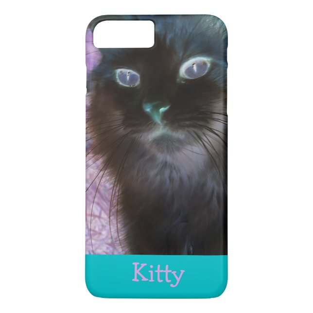 Negative Kitty in Aquamarin und rosa iPhone 7 Plus Case-Mate iPhone Hülle (Rückseite)