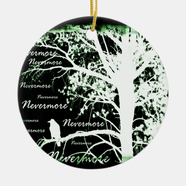 Negative Nachtvision Raven Nevermore Silhouette Keramikornament (Vorne)