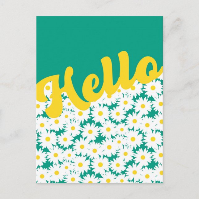 Negative Space Daisies Hallo Denken Sie an Sie Postkarte (Vorderseite)