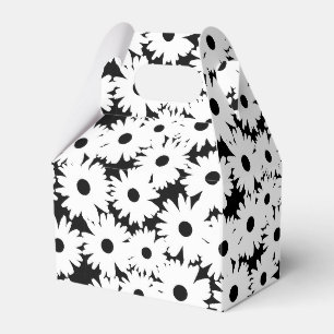 Negative Space Daisies weiß auf schwarz Geschenkschachtel
