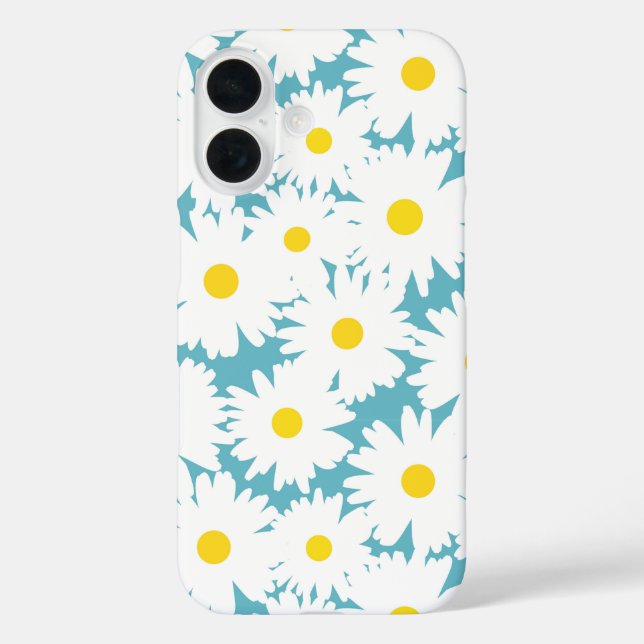 Negative Space Daisies weiß gelb auf blau Case-Mate iPhone Hülle (Rückseite)