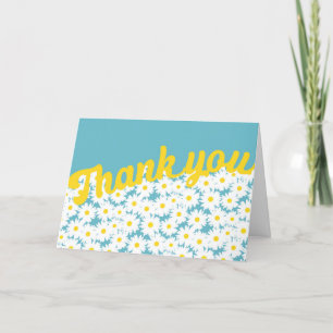 Negative Space Daisies weiß gelb auf blau Dankeskarte