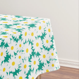 Negative Space Daisies weiß gelb auf grün Tischdecke