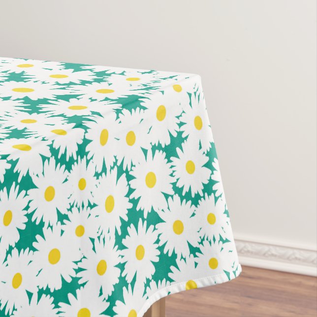 Negative Space Daisies weiß gelb auf grün Tischdecke (Beispiel)