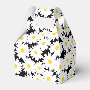 Negative Space Daisies weiß gelb auf schwarz Geschenkschachtel