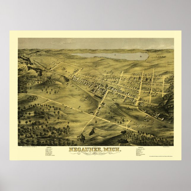 Negaunee, MI Panoramic Map - 1871 Poster (Vorne)