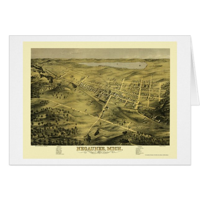 Negaunee, panoramische Karte MI - 1871 (Vorderseite (Horizontal))