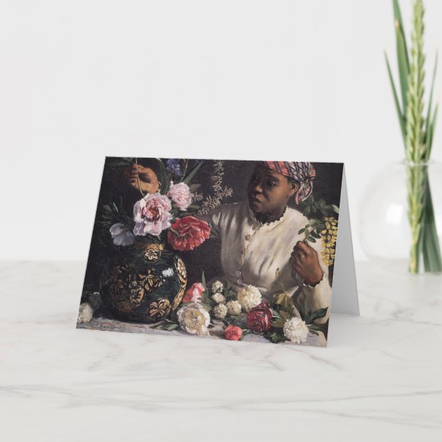 Negress mit Pfingstrosen Karte (Vorderseite)