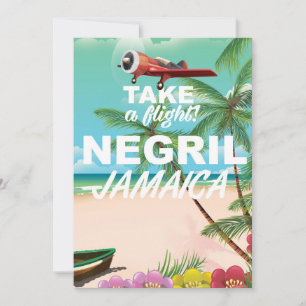 Negril Beach Jamaica Vintage Reiseplakat