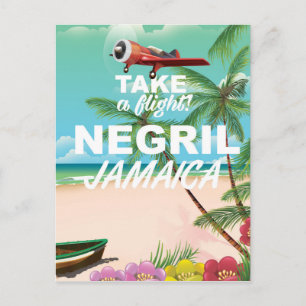 Negril Beach Jamaica Vintage Reiseplakat Postkarte