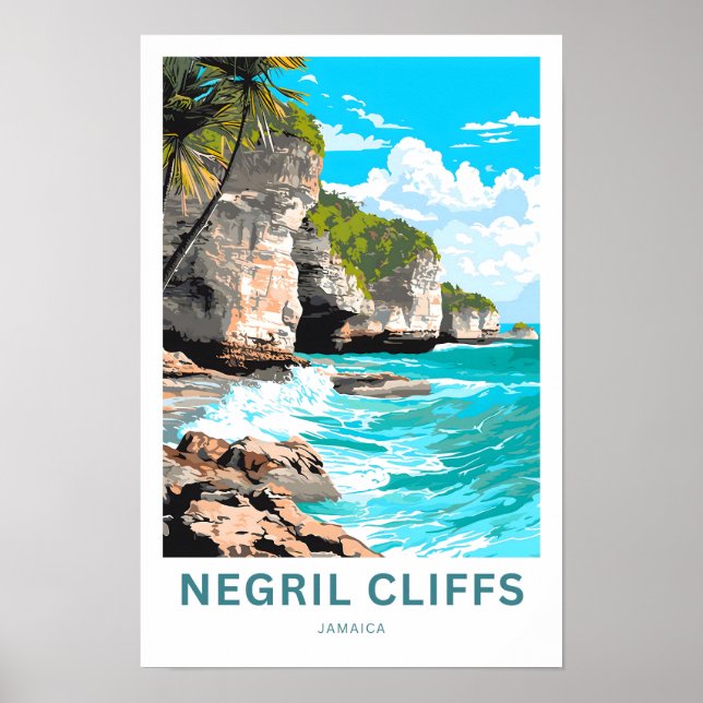 Negril Cliffs Jamaica Travel Poster (Vorne)