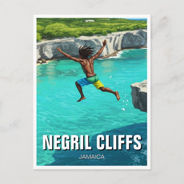 Negril Cliffs Jamaica Travel Postkarte (Vorderseite)