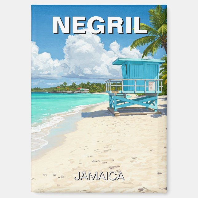 Negril Jamaica Beach Lifeguard Shack Magnet (Vorderseite)