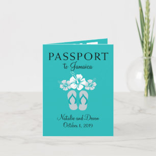 Negril Jamaica Turquoise Wedding Passport Einladung