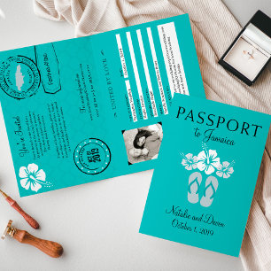 Negril Jamaica Turquoise Wedding Passport Einladung