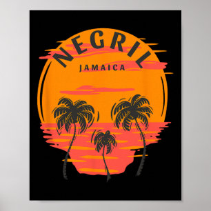 Negril Jamaika Palmen Sonnenuntergang Schädel Stra Poster