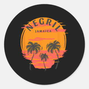 Negril Jamaika Palmen Sonnenuntergang Schädel Stra Runder Aufkleber