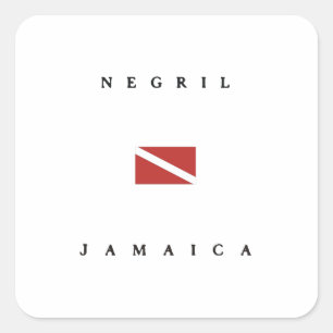 Negril Jamaika Unterwasseratemgerät-Tauchen-Flagg Quadratischer Aufkleber
