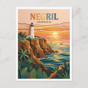 Negril Leuchtturm Klippen Jamaika Postkarte