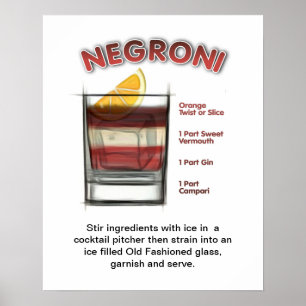 NEGRONI 16" x 20" Cocktail Rezeption Poster