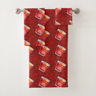 Negroni-Cocktail-Muster Badhandtuch Set