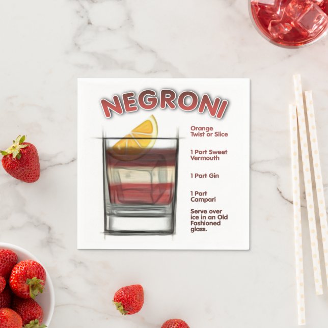 NEGRONI Cocktail Rezeption Serviette (Beispiel)