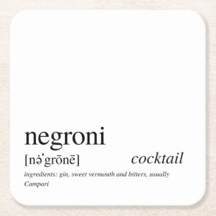 Negroni Modern Black Typografy Paper Untersetzer