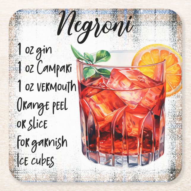Negroni Rechteckiger Pappuntersetzer (Vorderseite)
