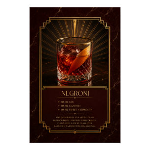 Negroni-Rezeptposter   Bar-Kunst Poster