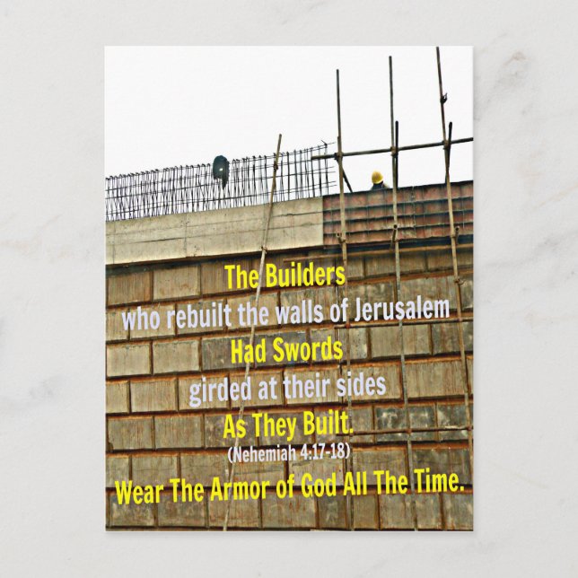 Nehemiah Bible Die Erbauer, die die Mauern umgebau Postkarte (Vorderseite)