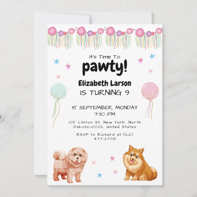 Nehmen Sie an einem Pawsome Birthday Bash Kinderge Einladung (Vorderseite)