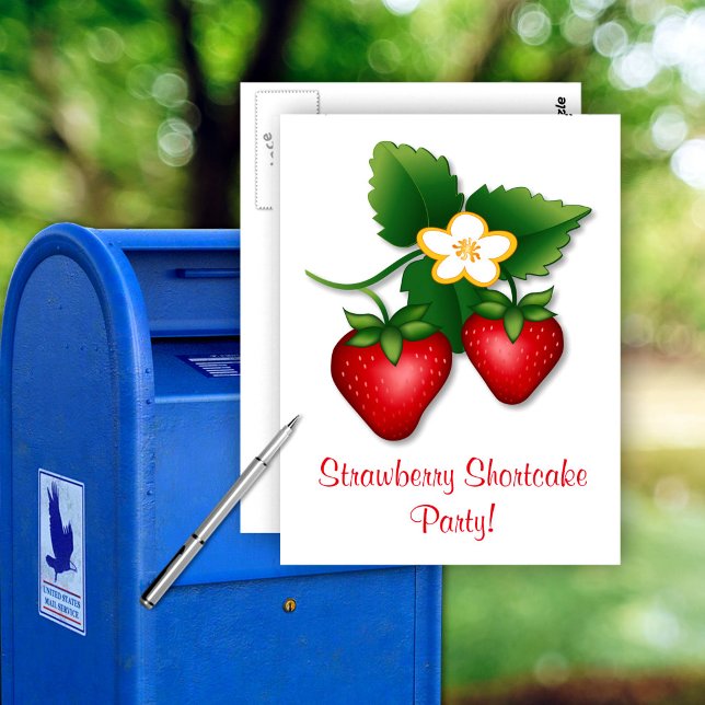 Nehmen Sie an unserem Erdbeerkuchen-Party teil Postkarte (Join our Strawberry Shortcake Party with a Postcard .Send a slice of summer sweetness. )