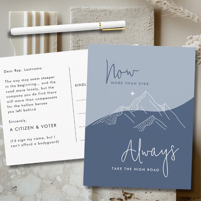 Nehmen Sie das Blaue der Hochstraße für den Kongre Postkarte (Take the High Road Slate Blue for Congress Postcard Revised for Safety)