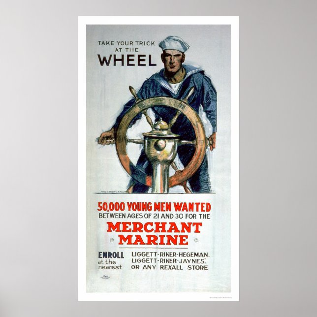 Nehmen Sie das Rad - Handelsmarine (US02058) Poster (Vorne)