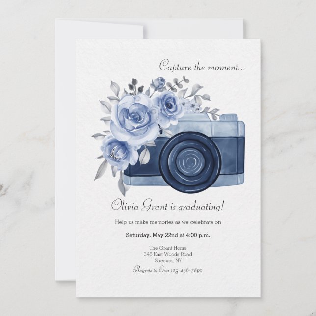 Nehmen Sie den Moment der blauen Einladung (Vorderseite)