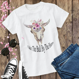 Nehmen Sie den Stier am Horn, Aquarellblume T-Shirt