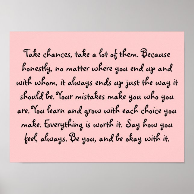 Nehmen Sie die Chance, Sie selbst Kostenvoranschla Poster (Vorne)