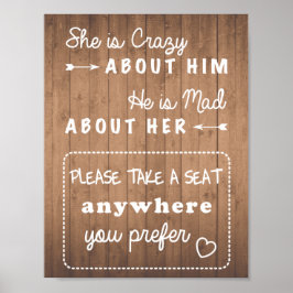 Nehmen Sie ein Hochzeitsschild aus Holz oder schwa Poster