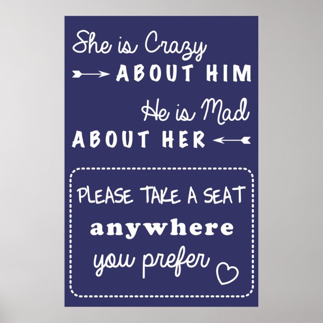 Nehmen Sie ein Hochzeitszeichen Poster (Vorne)