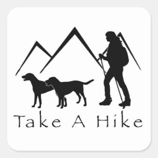 Nehmen Sie eine Hike Sticker- Mutts Quadratischer Aufkleber