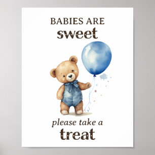 Nehmen Sie eine Leckerei Teddy Bear Boy Baby Dusch Poster