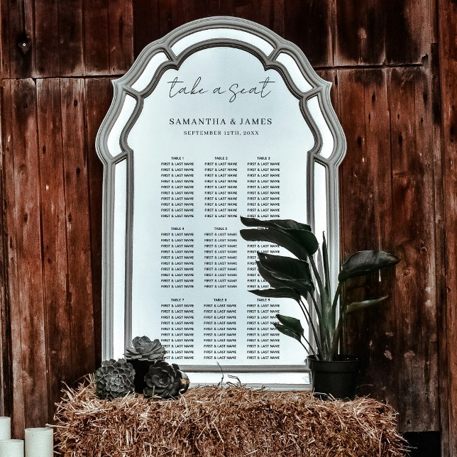 Nehmen Sie eine stilvolle Hochzeitssitzkarte. Fensteraufkleber (Take a Seat Stylish Wedding Seating Chart Window Cling)