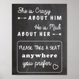 Nehmen Sie eine Tafel mit einem Hochzeitsschild Poster